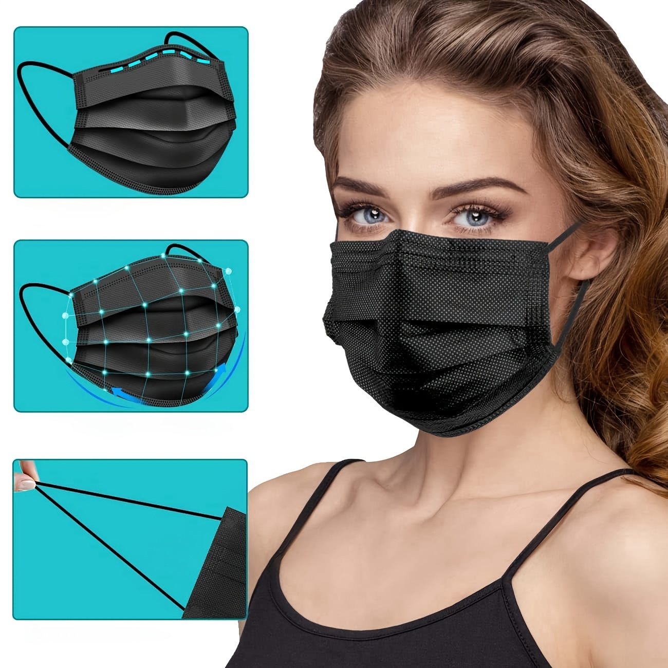 200개 두꺼운 검정색 일회용 보호 마스크 - 3중 구 - Surgical Mask 리뷰 및 가격